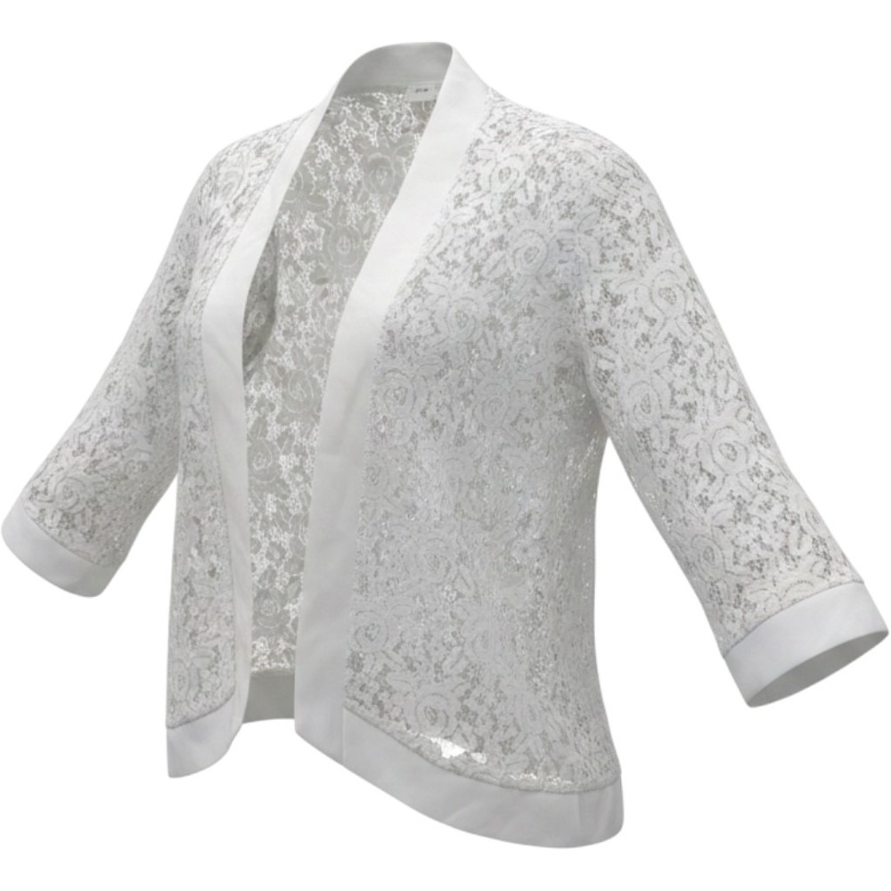 Meaneor Womens XL White Lace Kimono Boho Cardigan Open Front Sheer Cover Up